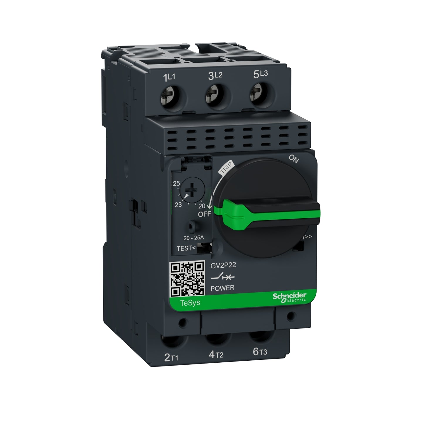 Guardamotor Termomagnético TeSys GV2P - 7HP(220V)/15HP(440V) - 20-25A - 50kA/415V - GV2P22 - SCHNEIDER