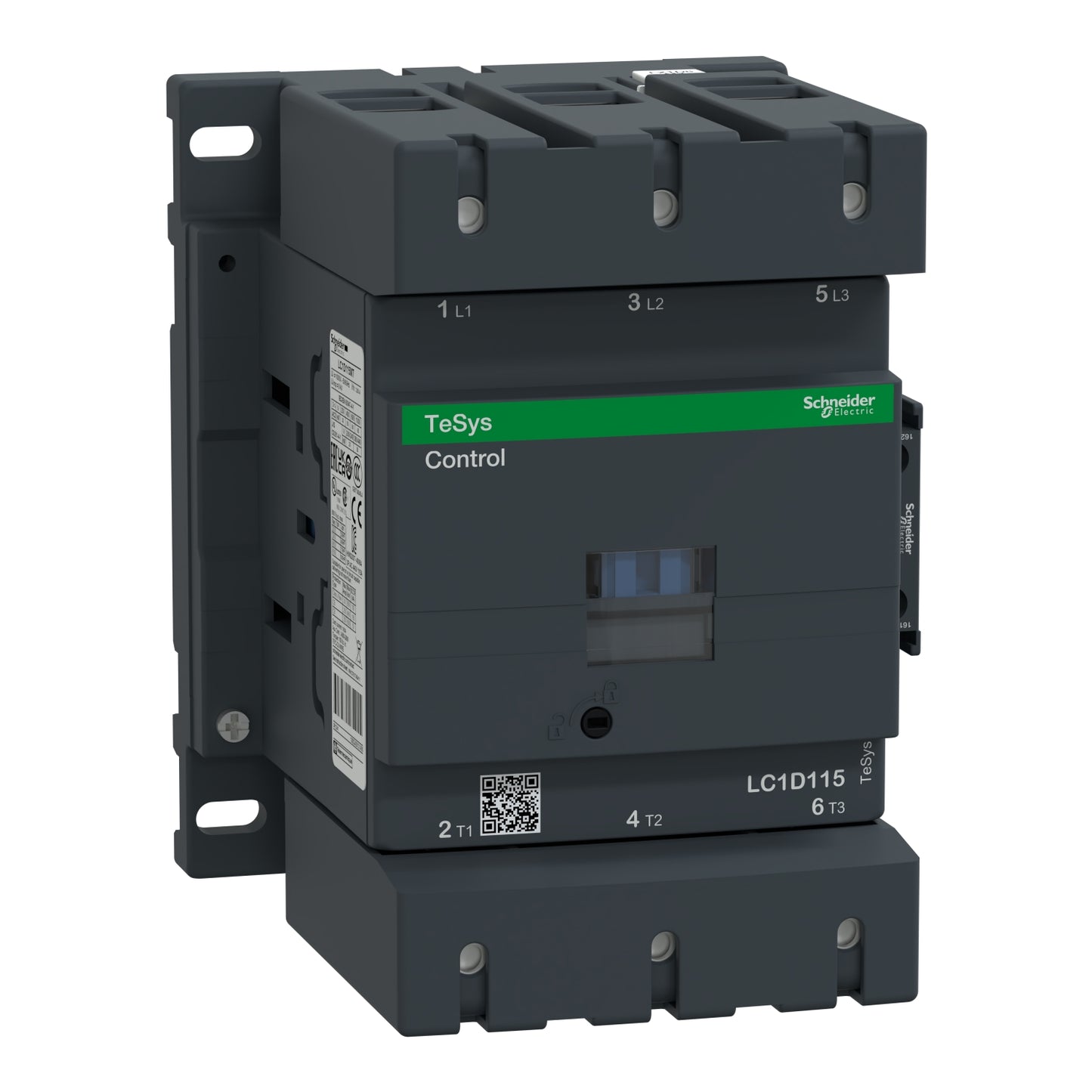 Contactor Tripolar TeSys D - 40HP(220V)/80HP(440V) - 115A(AC3) - 1NA+1NC - Bobina 220VAC - LC1D115M7 - SCHNEIDER
