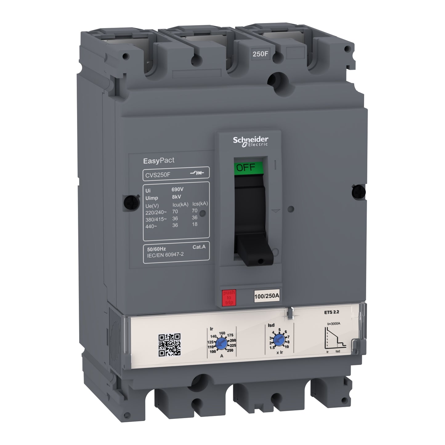 Interruptor Automático - EasyPact CVS - ETS 2.2 - 160A - 70kA 220/240VAC (IEC 60947-2) - LV516506 - SCHNEIDER