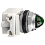 Piloto de Señalización Verde con LED de Alta Luminosidad de Marca Schneider Electric de Serie Harmony 9001K (9001KP38LGG9) con ø30m de Montaje, Cuerpo Cromado, Alimentación 120VAC/DC.