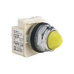 Piloto de Señalización Amarillo LED de Alta Luminosidad de Marca Schneider Electric de Serie Harmony 9001K (9001KP7LYY9) con ø30m de Montaje, Cuerpo Cromado, Alimentación 220VAC.