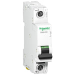 Interruptor termomagnético unipolar C60H-DC de la marca Schneider Electric con corriente nominal de veinte amperios y poder de ruptura seis kiloamperios en doscientos veinte VDC. El código de referencia es A9N61506.