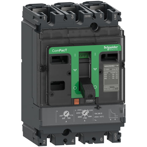Interruptor Termomagnético Compact NSX - TMD - 80A - 85kA 220...240VAC (IEC60947-2) - C10F3TM080 - SCHNEIDER (Reemplazo de   LV429631)