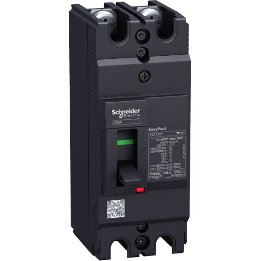 Interruptor Termomagnético EasyPact EZC - 2x100A - 30kA en 400/415VAC - EZC100H2100 - SCHNEIDER