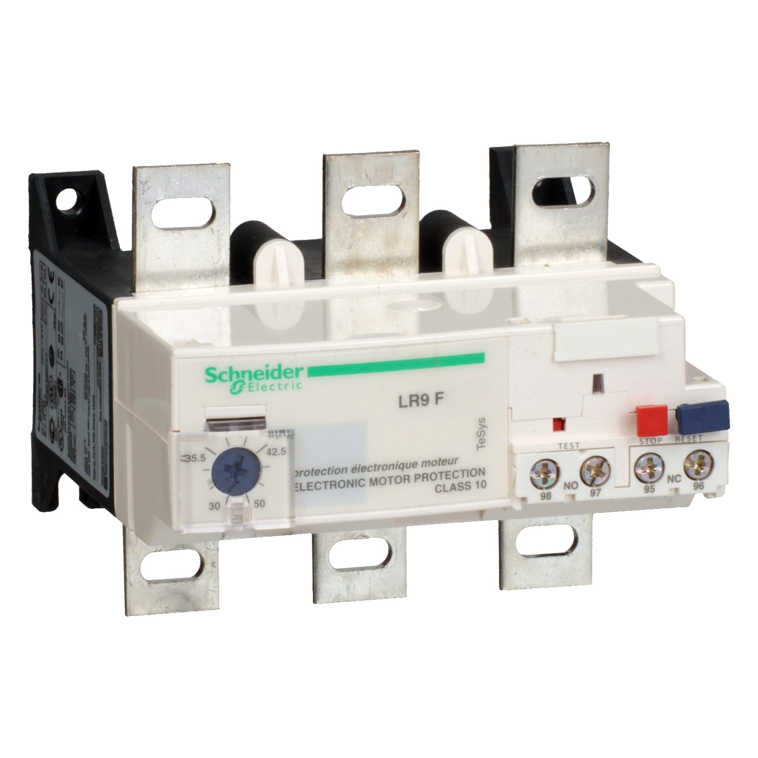 Relé de Protección Electrónico de Marca Schneider Electric de Línea TeSys F (LR9F5363) Con Regulación de Protección 48-80A. Compatible con Contactor LC- F115-F185. Aptos para Coordinación Tipo 2. Disparo por Sobrecarga es de Clase 10. Compra en FCM.