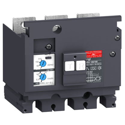 Módulo Diferencial Vigi MH para Interruptores NSX100/160 de Marca Schneider Electric (LV429215) de 3 Polos, Ajuste de 0.03-10A y Tensión Asignada de Empleo 440-550V.