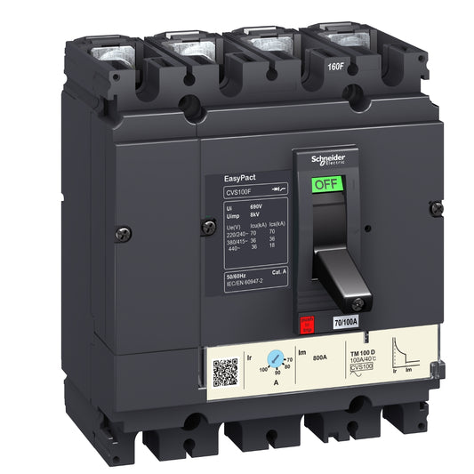 Interruptor Termomagnético EasyPact CVS - 4P - 80A - 40kA 220/240VAC (IEC 60947-2) - LV510326 - SCHNEIDER