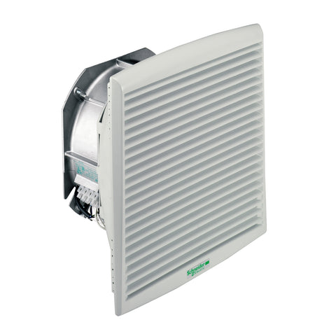 Ventilador Forzado Climasys CV de IP54 , Caudal 568m3/h, Tensión 230VAC y Dimensión Mecanizado 291x291mm de Marca Schneider Electric (NSYCVF850M230PF). 