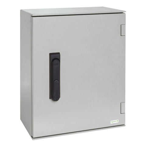 Tablero Eléctrico Mural de Poliester Reforzado con Fibra de Vidrio con Puerta Ciega de Marca Schneider Electric de Serie Thalasa PLM (NSYPLM108G) de Dimensiones 1056x852x350mm, Peso 32.0kg y Grado de Protección IP66. Compra en FCM.