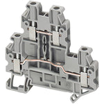 Bornera Tipo Tornillo 2 Pisos de Color Gris, Sección 2.5mm2, Tensión Asignada de Empleo 1000V y Corriente Nominal 32A de Marca Schneider Electric (NSYTRV24D). 