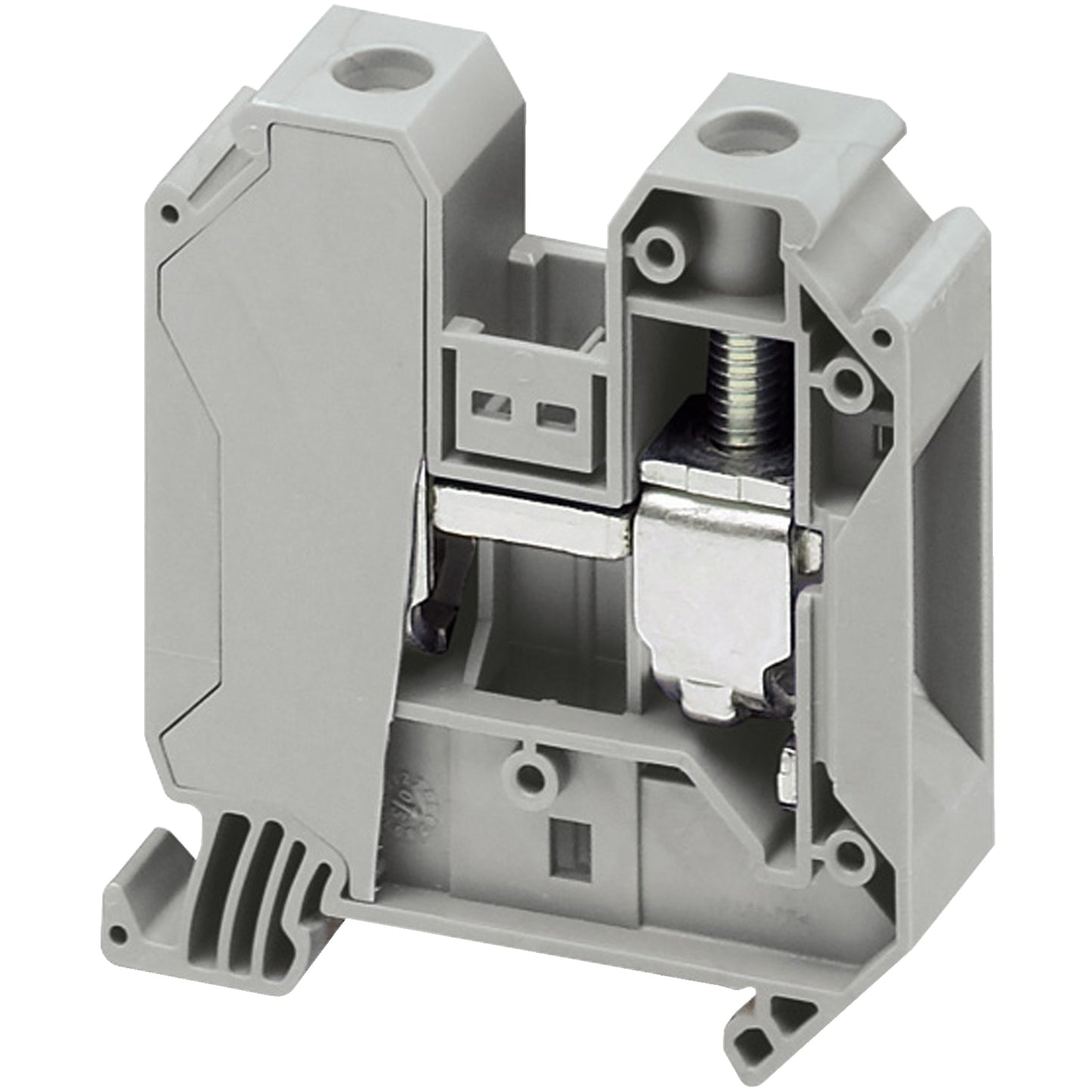 Bornera Tipo Tornillo Universal de Color Gris, Sección 35mm2, Tensión Asigniada de Empleo 1000V y Corriente Nominal 150A de Marca Schneider Electric (NSYTRV352)