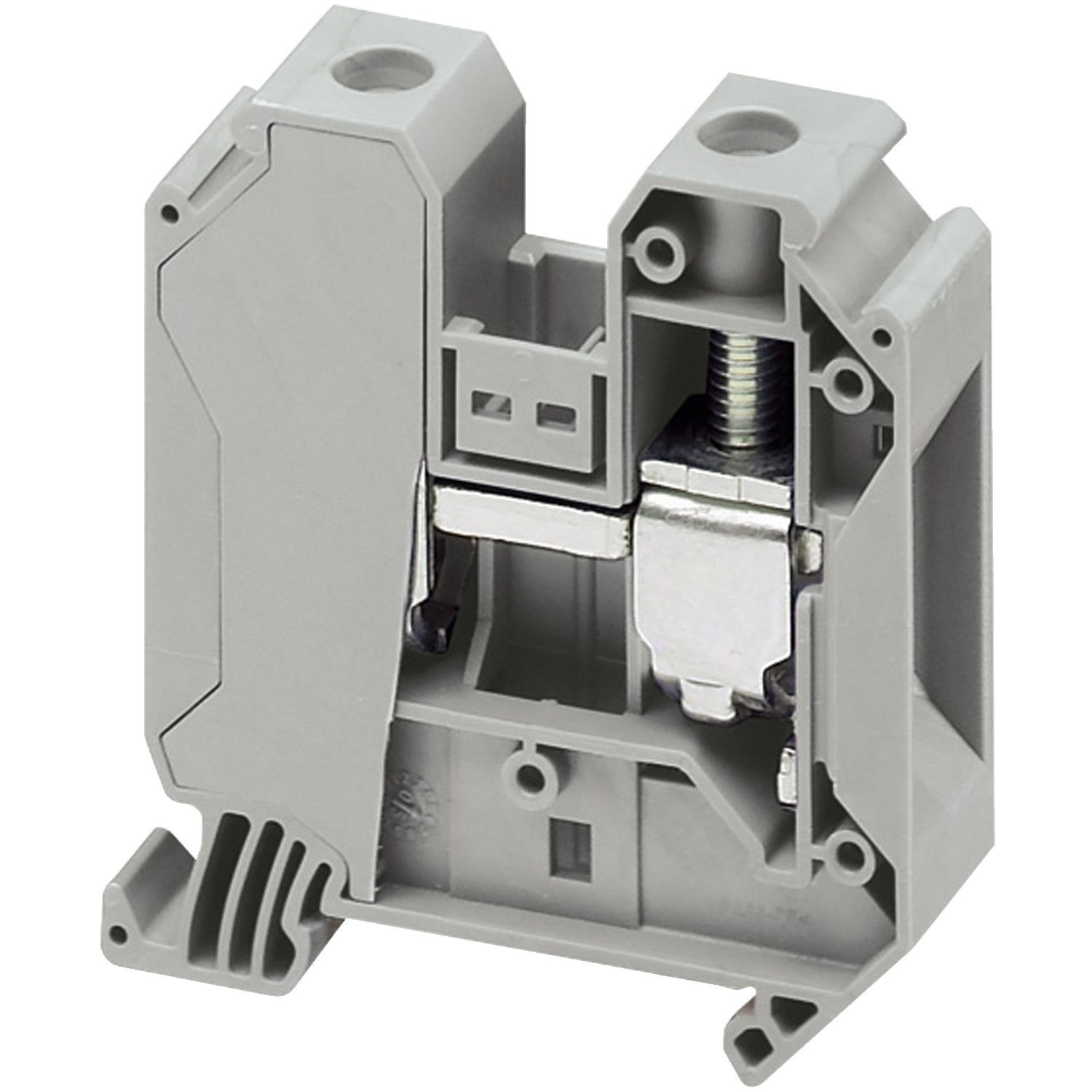 Bornera Tipo Tornillo Universal de Color Gris, Sección 35mm2, Tensión Asigniada de Empleo 1000V y Corriente Nominal 150A de Marca Schneider Electric (NSYTRV352)