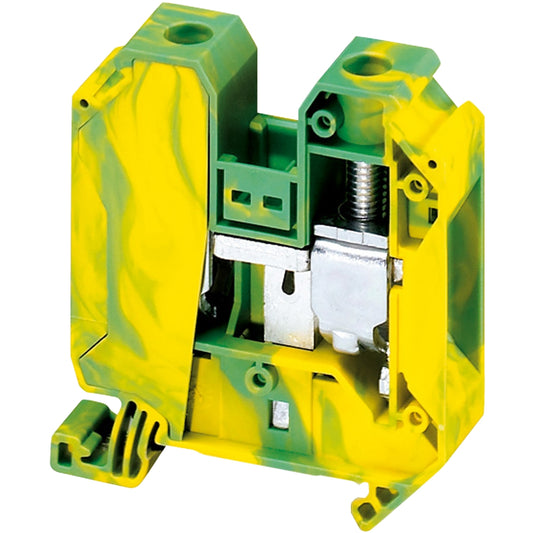 Bornera Tipo Tornillo Para Tierra de Protección de Color Verde-Amarillo, Sección 32mm2 de Marca Schneider Electric (NSYTRV352PE). 