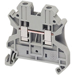 Bornera Tipo Tornillo Universal de Color Gris, Sección 4mm2, Tensión Asignada de Empleo 1000V y Corriente Nominal 41A de Marca Schneider Electric (NSYTRV42). 