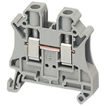 Bornera Tipo Tornillo Universal de Color Gris, Sección 6mm2, Tensión Asignada de Empleo 1000V y Corriente Nominal 57A de Marca Schneider Electric (NSYTRV62). 