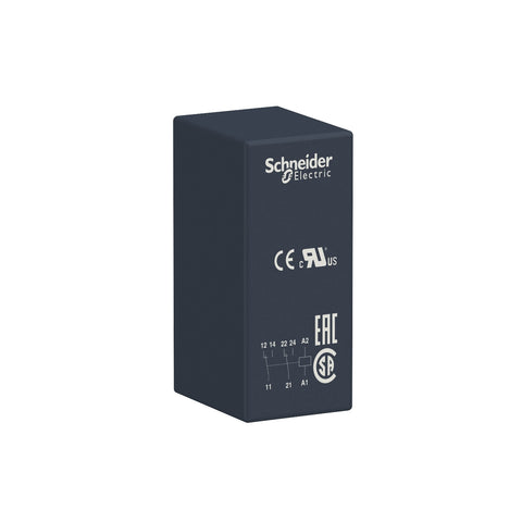 Relé Enchufable de Marca Schneider Electric de Línea Zelio Relay RSB (RSB2A080F7) con Voltaje de Control 120VAC, Composición de Contactos 2NANC, Corriente Térmica Nominal 8A y Grado de Protección IP40. Asociar con Socket RSZE1S48M. Compra en FCM.
