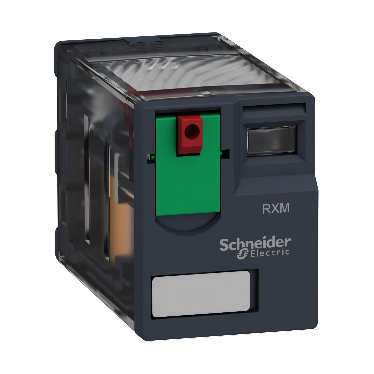Relé Enchufable de Marca Schneider Electric de Línea Zelio Relay RXM (RXM4AB1B7) con Voltaje de Control 24VAC, Composición de Contactos 4NANC (14 Pines), Corriente Térmica Nominal 6A y Grado de Protección IP40. Compra en FCM.