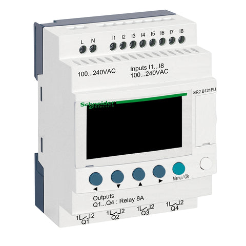Relé Programable Zelio Logic SR2 - 12E/S - 100-240VAC - SR2B121FU - SCHNEIDER