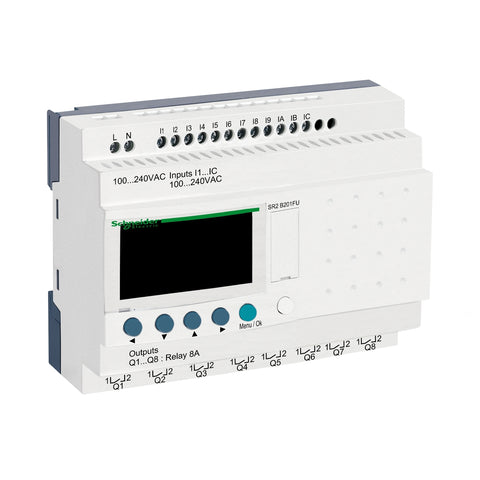Relé Programable Zelio Logic SR2 - 20E/S - 100-240VAC - SR2B201FU - SCHNEIDER