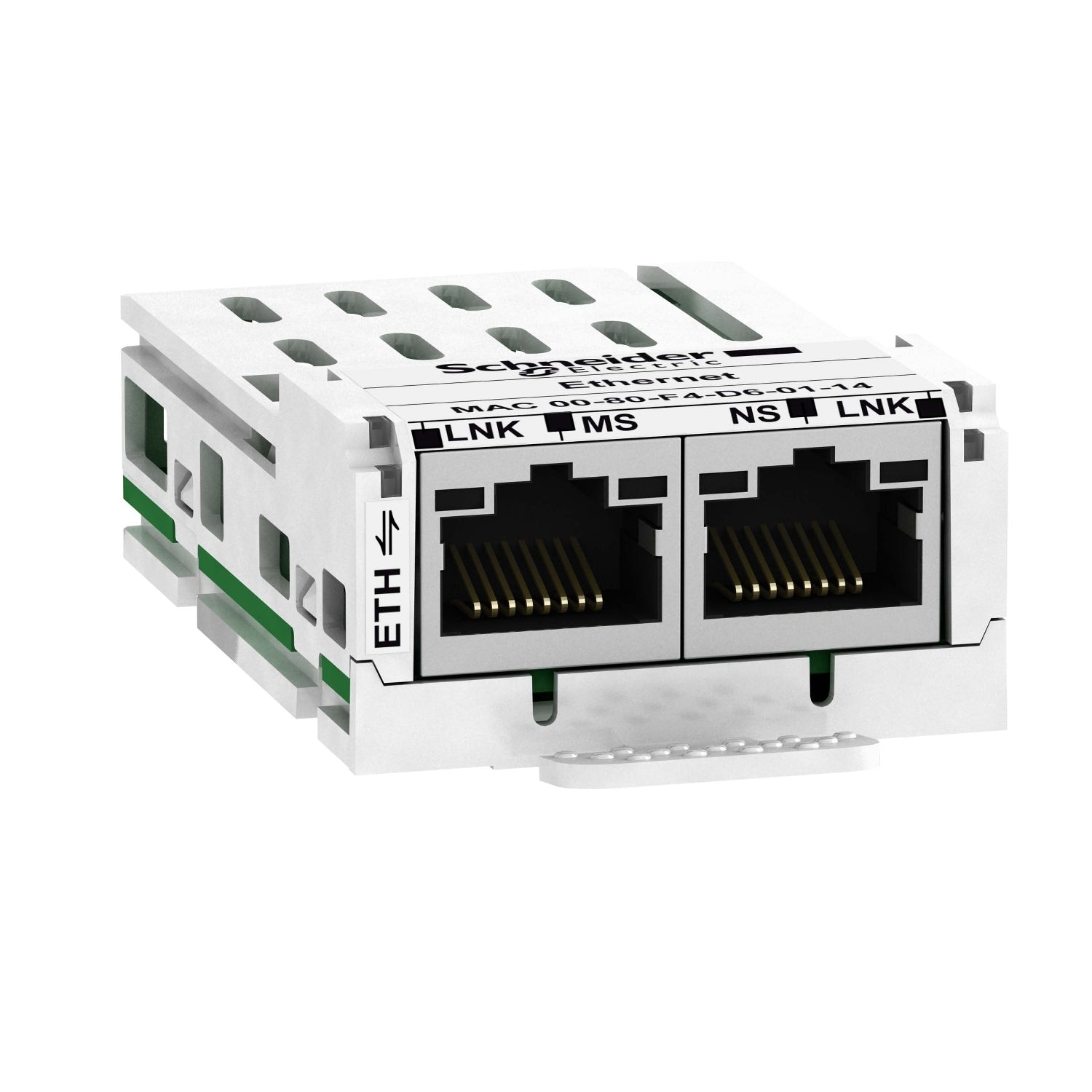 Módulo de Comunicación Modbus TCP y Ethernet/IP con 2 Conexiones RJ45. Accesorio para Variadores de Velocidad Altivar 320 de Marca Schneider Electric (VW3A3616). 
