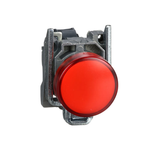 Pulsador Completo Rasante de Color Rojo de Marca Schneider Electric de Serie Harmony XB4 (XB4BA42) con ø22m de Montaje, Cuerpo Metálico, Tipo de Operatorio Retorno, Contacto Parada NC.