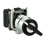 Selector de Llave No.455 de 2 Posiciones Fijas de Marca Schneider Electric de Serie Harmony XB4 (XB4BG21) con ø22m de Montaje, Cuerpo Metálico, Contacto NA, Color Negro.