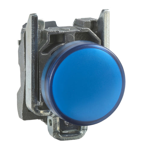 Piloto de Señalización Azul LED de Marca Schneider Electric de Serie Harmony XB4 (XB4BVB6) con ø22m de Montaje, Cuerpo Metálico, Alimentación 24VAC/VDC.