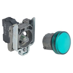Piloto de Señalización Verde LED de Marca Schneider Electric de Serie Harmony XB4 (XB4BVG3) con ø22m de Montaje, Cuerpo Metálico, Alimentación 120VAC.