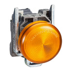 Piloto de Señalización Amarillo LED de Marca Schneider Electric de Serie Harmony XB4 (XB4BVM5) con ø22m de Montaje, Cuerpo Metálico, Alimentación 220VAC.