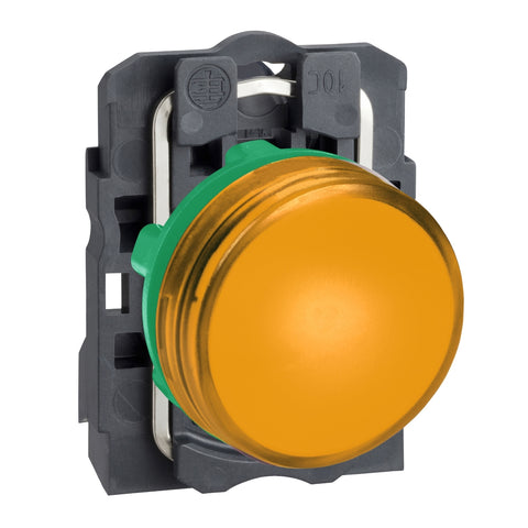 Piloto de Señalización con LED Amarillo de Marca Schneider Electric de Serie Harmony XB5 (XB5AVB5) con ø22m de Montaje, Cuerpo Plástico, Alimentación 24VAC/VDC.