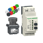 Pulsador Inalámbrico con 10 Plaquetas de colores + Relé Programable ZBRRA de Marca Schneider Electric de Serie Harmony ZB5R (XB5RFA02) Cuerpo Plástico.
