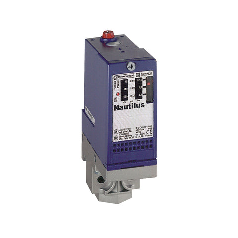 Presostato Eléctromecánico de Marca Schneider Electric de Serie OsiSense XM (XMLA020A2S11) Con Rango Ajustable 14.5-290PSI. Conexión de fluido G 1/4 (Hembra) y Eléctrica 1 Entrada de Prensaestopa No. 13. Salida 1NANC. 