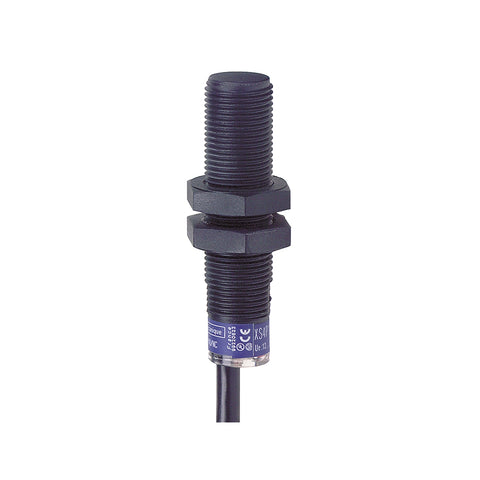 Sensor de Proximidad Inductivo de Marca Schneider Electric de Serie OsiSense XS (XS4P12PA370) con Diseño Cilindrico ø12mm, Material Plástico, Grado de Protección IP68. Tipo de Salida. Precableado con cable de 2mts. Técnica de cableado 3 hilos. Alimentación 12-48VDC y Frecuencia máxima 5000Hz.