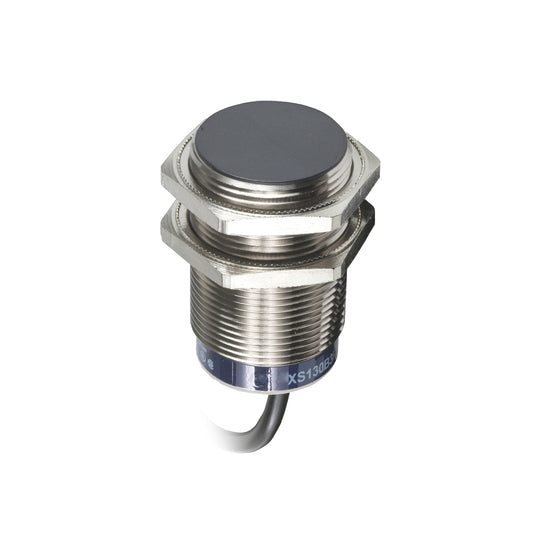 Sensor de Proximidad Inductivo de Marca Schneider Electric de Serie OsiSense XS (XS630B1MAL2) con Diseño Cilindrico ø30mm, Material Metálico, Grado de Protección IP68. Tipo de Salida Relé. Precableado con cable de 2mts. Técnica de cableado 2 hilos. Alimentación 24-240VAC/VDC y Frecuencia máxima 500Hz(VDC)/25Hz(VAC)