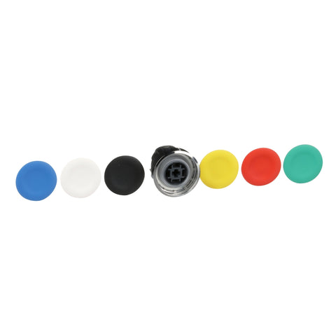 Cabeza de Pulsador Rasante con Retorno Metálico Con Plaquetas de 6 Colores Para Mando y Señalización Harmony XB4 de Marca Schneider Electric (ZB4BA9).