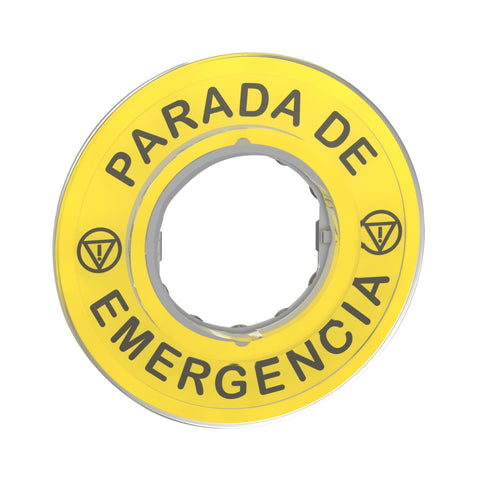 Etiqueta Para Pulsador de Parada de Emergencia Para Mando y Señalización Harmony XB4,XB5 de Marca Schneider Electric (ZBY9420).