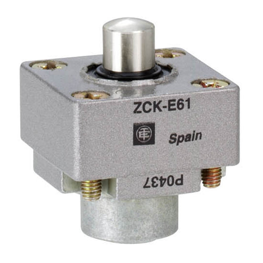 Cabeza con Pulsador de Marca Schneider Electric de Serie OsiSense XC (ZCKE61). Es Compatible con XCKM y XCKL.